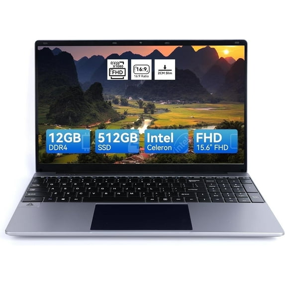 15.6"" Laptop, Intel Celeron N5095, 12GB RAM, 512GB SSD, FHD Display, Windows 11, Numeric Keypad"