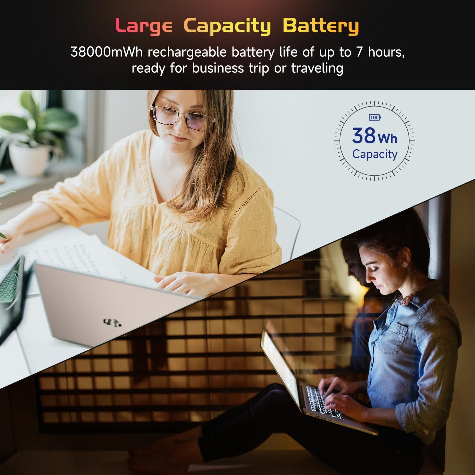 2025 Newest Laptop, 15.6-Inch FHD Display Laptop with Intel Quad Core-12th N100(Up to 3.4GHz), 16GB RAM 1TB ROM Business Laptop Computer, Fingerprint, Type C, Windows 11 Home, Pink - Image 5