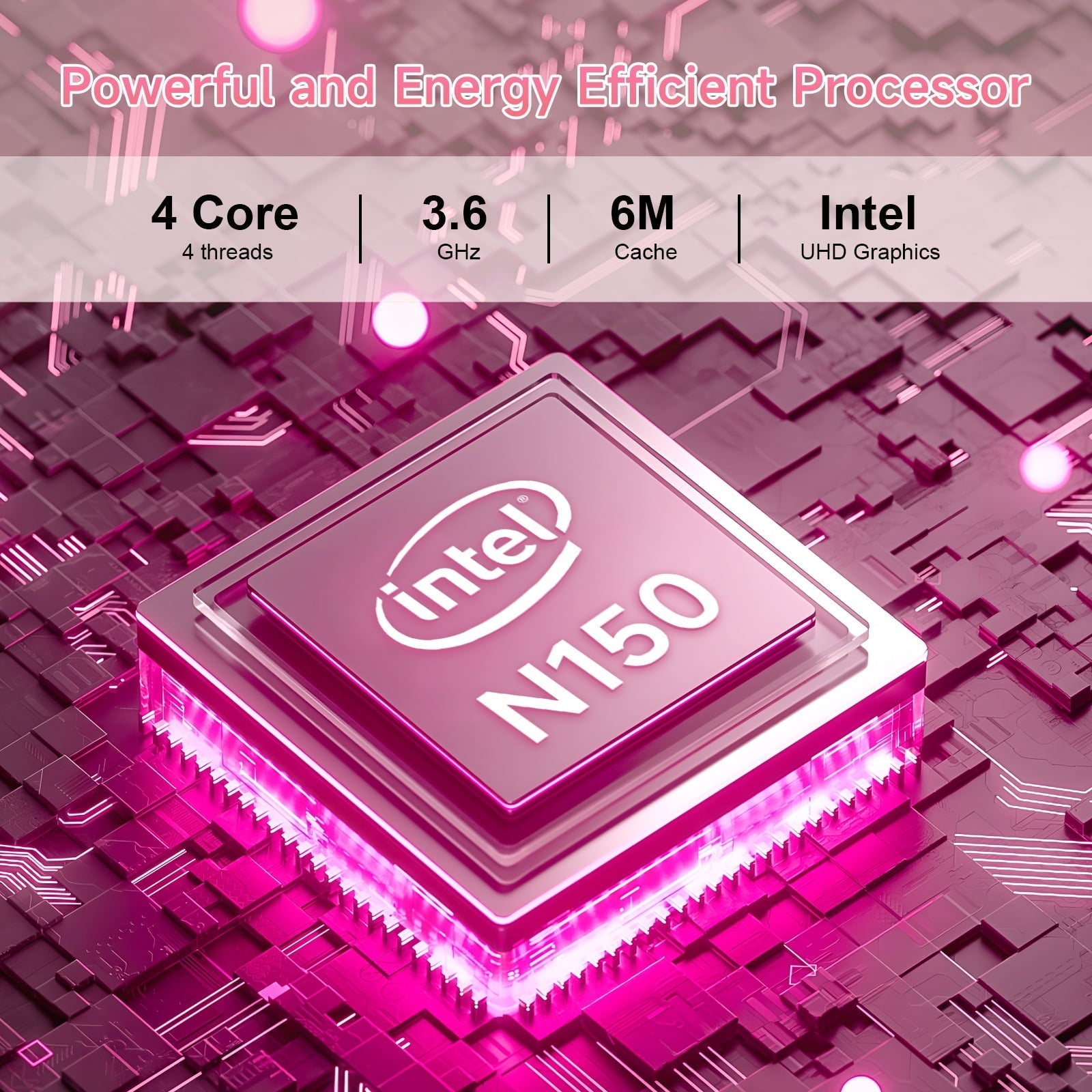 15.6" Windonws 11 Laptop, 12GB DDR5 512G SSD, Up to 3.6GHz Intel N150 Quad-Core, Office 2024 Fingerprint Backlit KB WiFi 6 BT 5.2, 1080 FHD Display for Student, Business, Home Office, Pink - Image 7