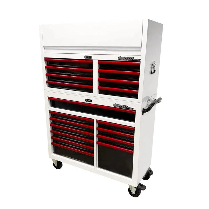 Pro Series | Loaded 45" 19-Drawer Rolling Tool Box | White and Red - Image 4