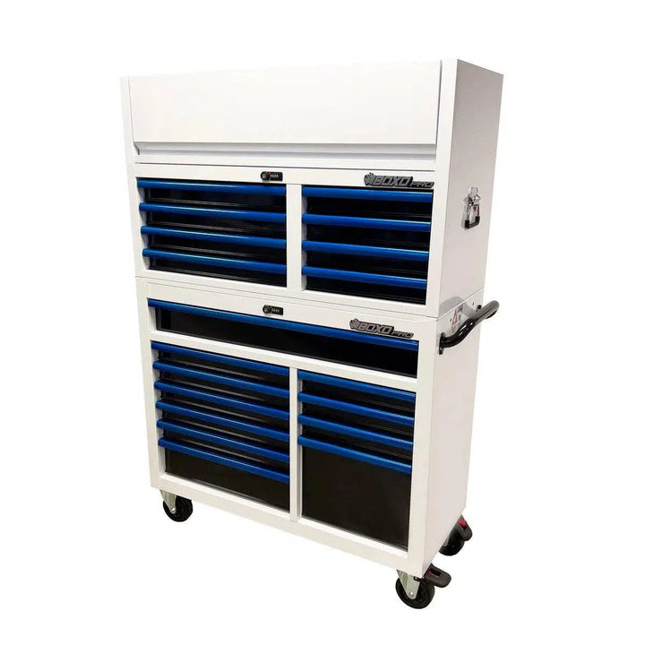 Pro Series | Loaded 45" 19-Drawer Rolling Tool Box | White and Blue - Image 8