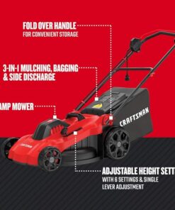 Alternative view of Electric Lawn Mower, 20-Inch, Corded, 13-Ah (CMEMW213), Red