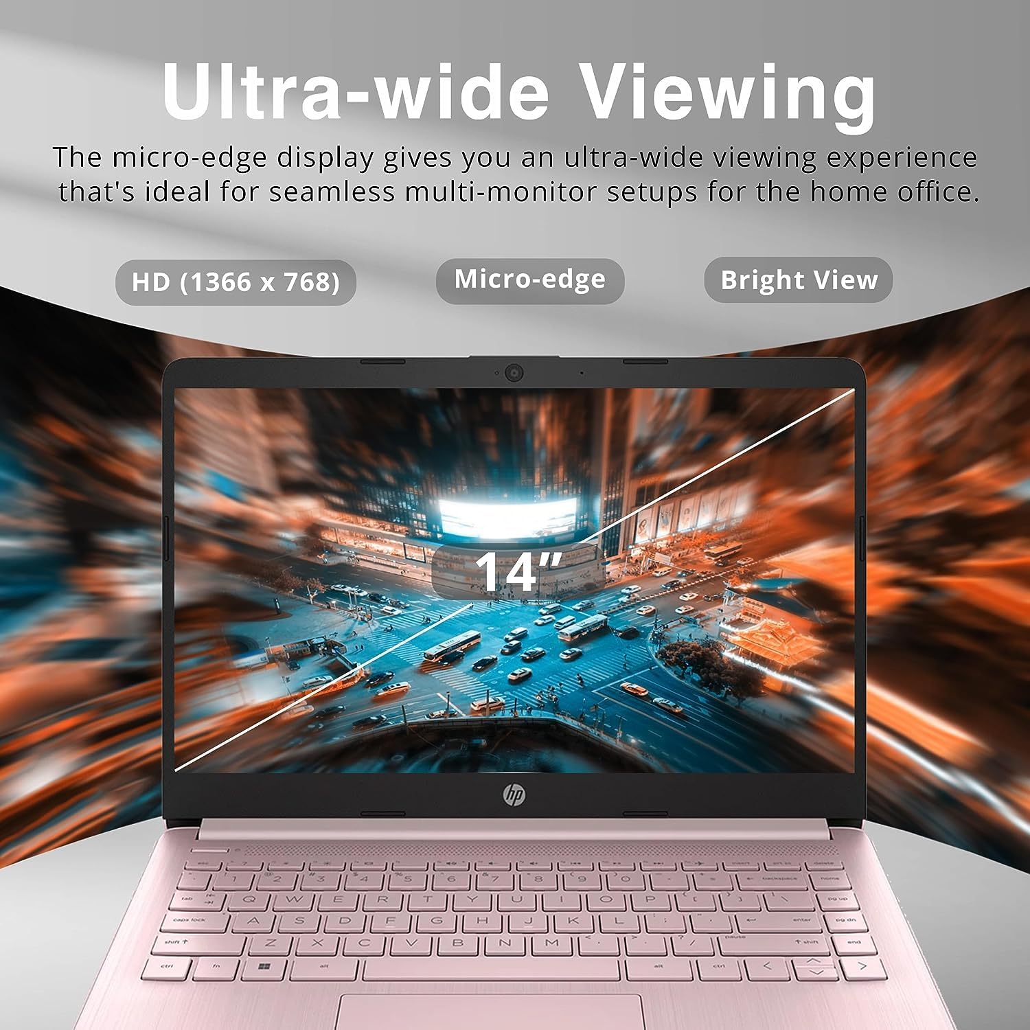 14" HD BrightView Laptop, Intel Celeron N4120 Processor, 16GB RAM, 64GB, Intel HD Graphics, 720p Webcam, Office 365, Pink, Win 11S, 32 Hotface USB Card - Image 4