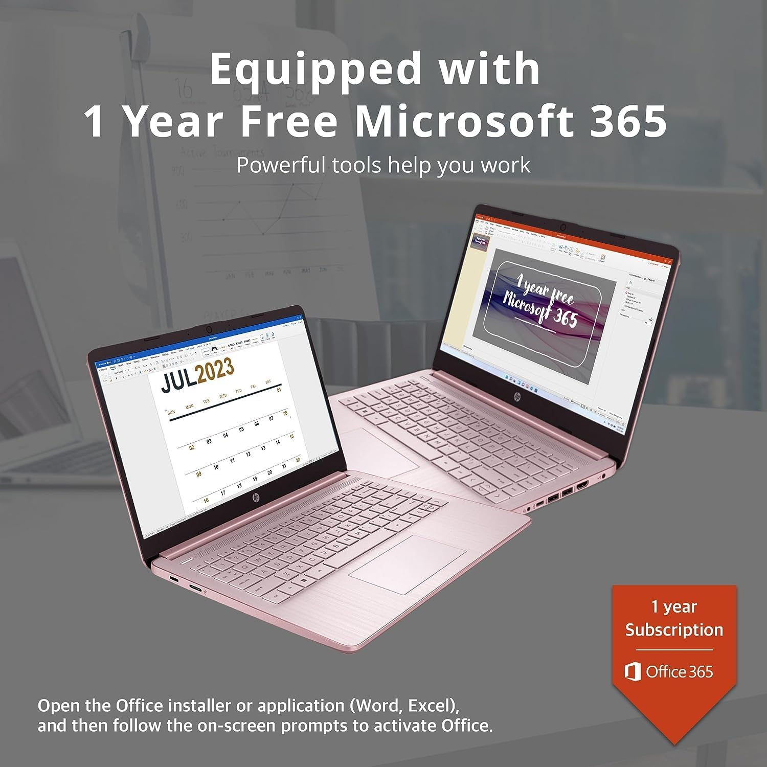 14" HD BrightView Laptop, Intel Celeron N4120 Processor, 16GB RAM, 64GB, Intel HD Graphics, 720p Webcam, Office 365, Pink, Win 11S, 32 Hotface USB Card - Image 3