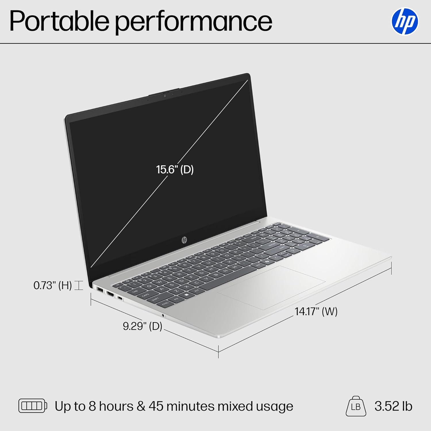 15.6 inch Laptop, HD Touchscreen Display, AMD Ryzen 3 7320U, 8 GB RAM, 128 GB SSD, AMD Radeon Graphics, Windows 11 Home in S Mode, Natural Silver, 15- fc0099nr - Image 11