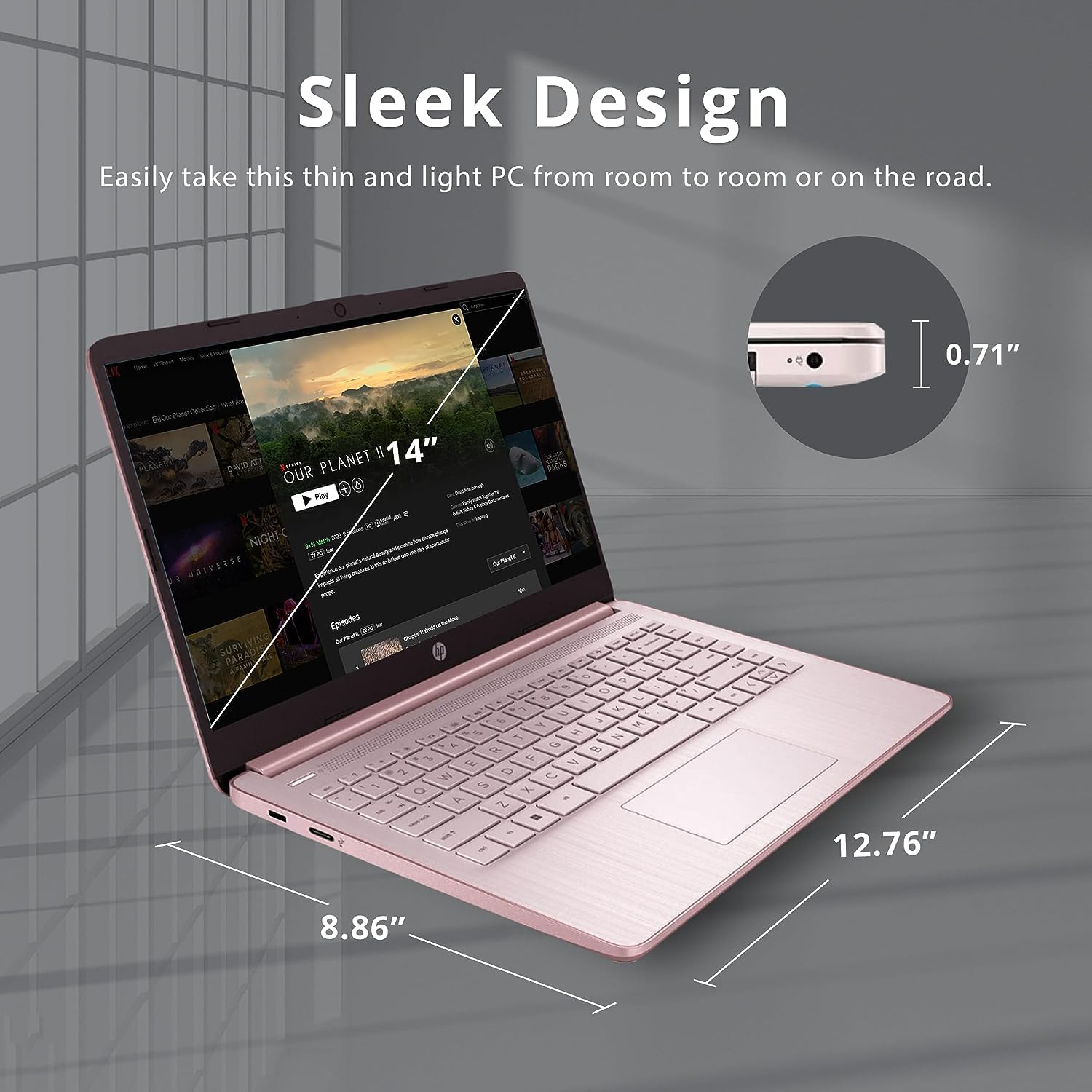 14" HD BrightView Laptop, Intel Celeron N4120 Processor, 16GB RAM, 64GB, Intel HD Graphics, 720p Webcam, Office 365, Pink, Win 11S, 32 Hotface USB Card - Image 8