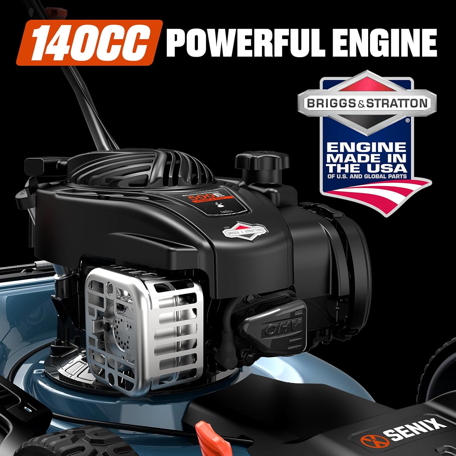 21-inch Gas Self-Propelled Lawn Mower - 140 cc 4-Cycle Briggs & Stratton Engine, Bagging, Mulching, and Side Discharge, 6-Position Lever Height Adjustment - Image 4