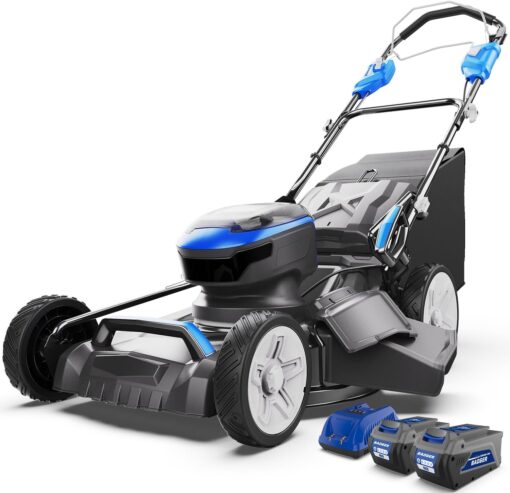 Lawn Mower Self Propelled 40V Brushless 21" Cordless, 7 Cutting Height Adjustments Electric Lawn Mower, Quickly Folding, 2 * 4.0Ah Battery and1*2Ah Super Charger Included