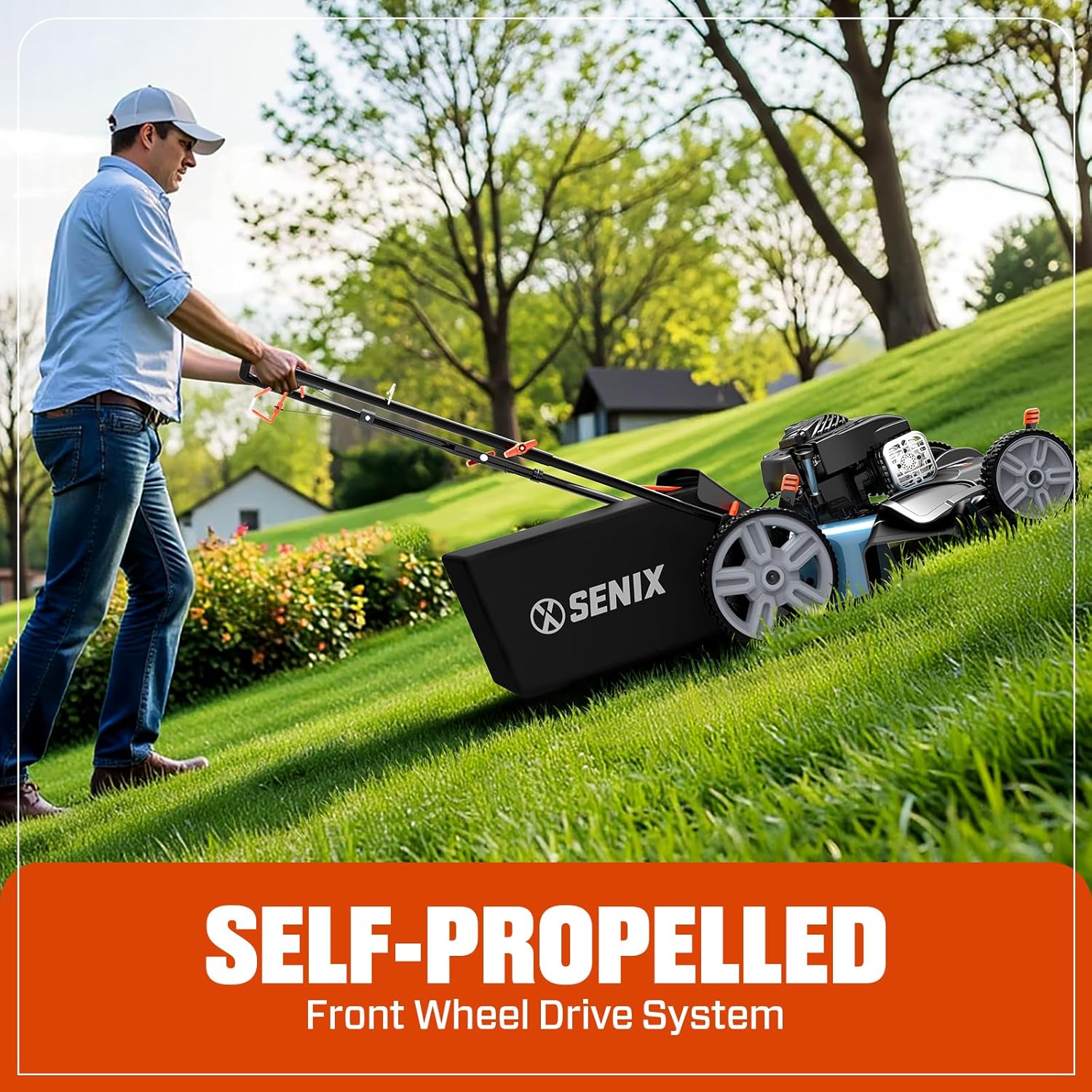 21-inch Gas Self-Propelled Lawn Mower - 140 cc 4-Cycle Briggs & Stratton Engine, Bagging, Mulching, and Side Discharge, 6-Position Lever Height Adjustment - Image 2
