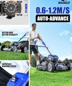 Alternative view of Lawn Mower Self Propelled 40V Brushless 21" Cordless, 7 Cutting Height Adjustments Electric Lawn Mower, Quickly Folding, 2 * 4.0Ah Battery and1*2Ah Super Charger Included