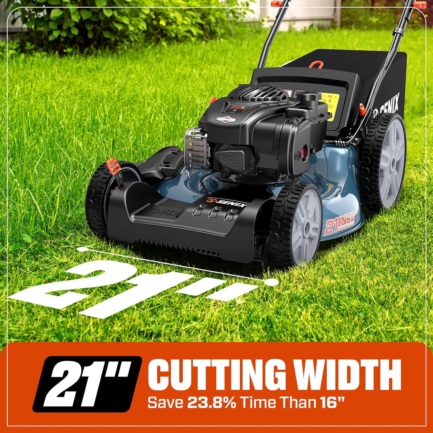 21-inch Gas Self-Propelled Lawn Mower - 140 cc 4-Cycle Briggs & Stratton Engine, Bagging, Mulching, and Side Discharge, 6-Position Lever Height Adjustment - Image 3