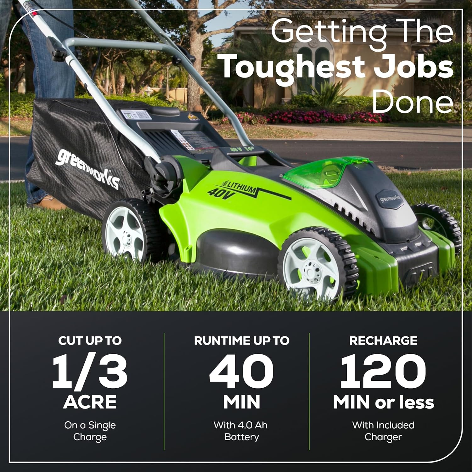 40V 16" Cordless Lawn Mower, Ultra-Light Push Mower with 4.0Ah Battery & Charger(75+ Tool Compatibility, 45Min Runtime) - Image 13