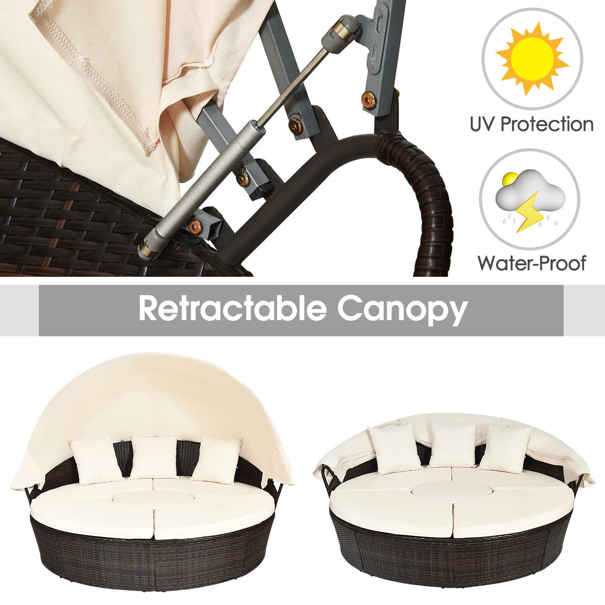 75.5'' Wide Wicker Patio Daybed with Cushions - Image 11
