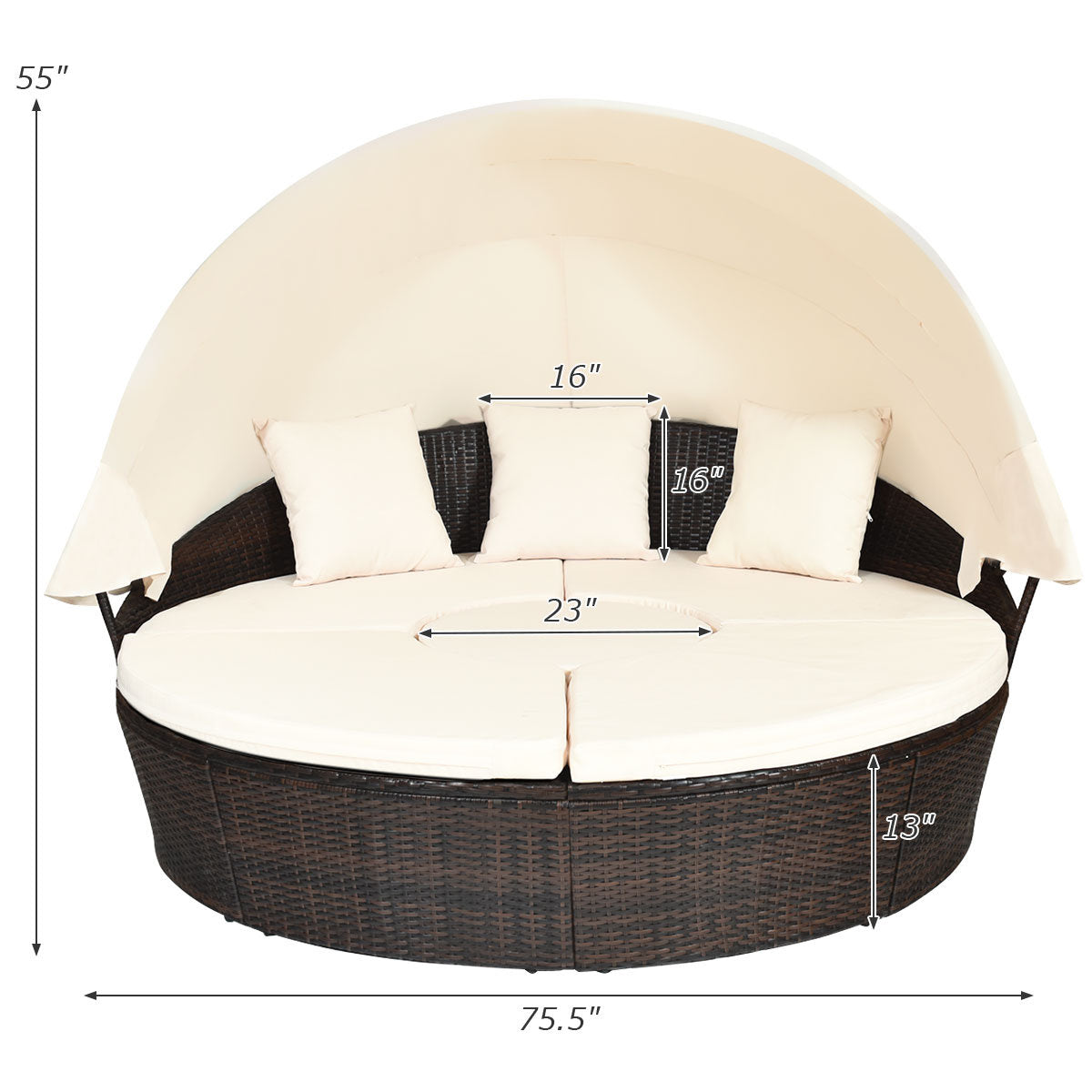 75.5'' Wide Wicker Patio Daybed with Cushions - Image 12