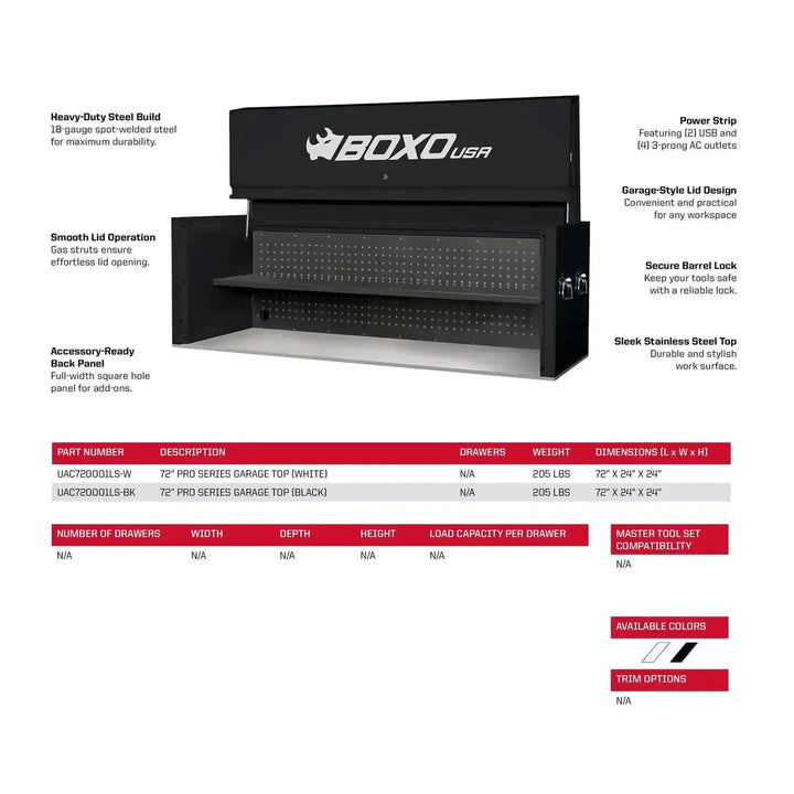 Pro Series | Loaded 72" 14-Drawer Garage Top Rolling Tool Box | White - Image 4