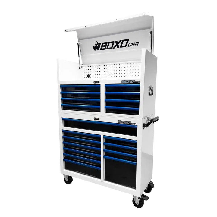 Pro Series | Loaded 45" 19-Drawer Rolling Tool Box | White and Blue - Image 9