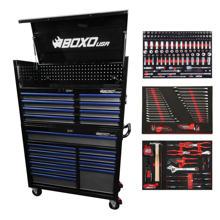 Pro Series | Loaded 45" 19-Drawer Rolling Tool Box | Black and Blue - Image 6
