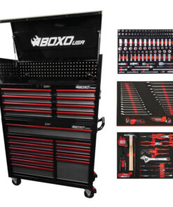 Pro Series | Loaded 45" 19-Drawer Rolling Tool Box | Black and Red