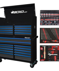 Pro Series | Loaded 53" 20-Drawer Rolling Tool Box | Black and Blue