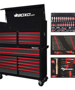 Pro Series | Loaded 53" 20-Drawer Rolling Tool Box | Black and Red