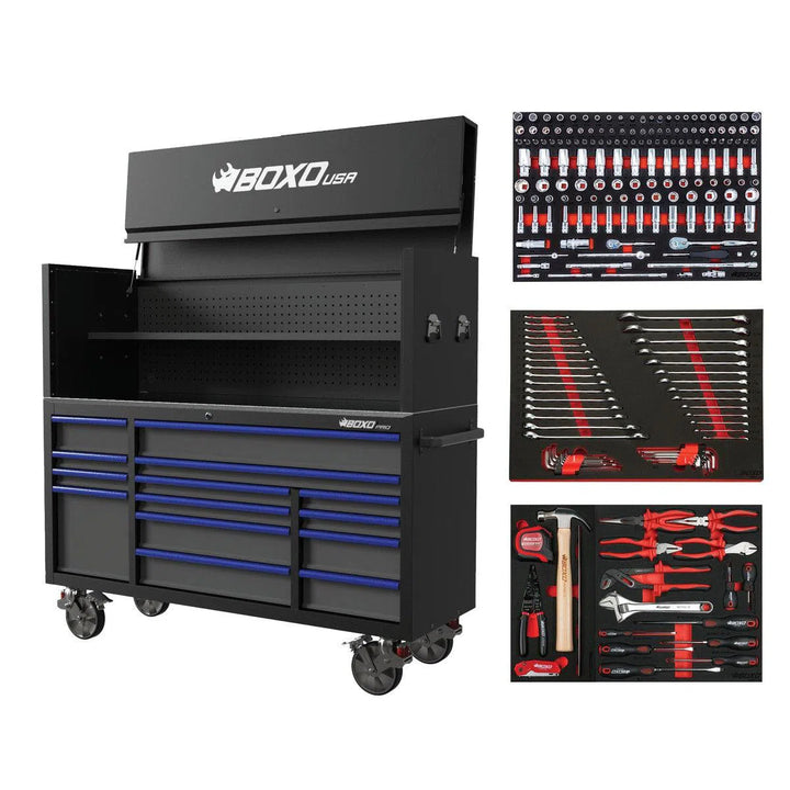 Pro Series | Loaded 72" 14-Drawer Garage Top Rolling Tool Box | Black - Image 2