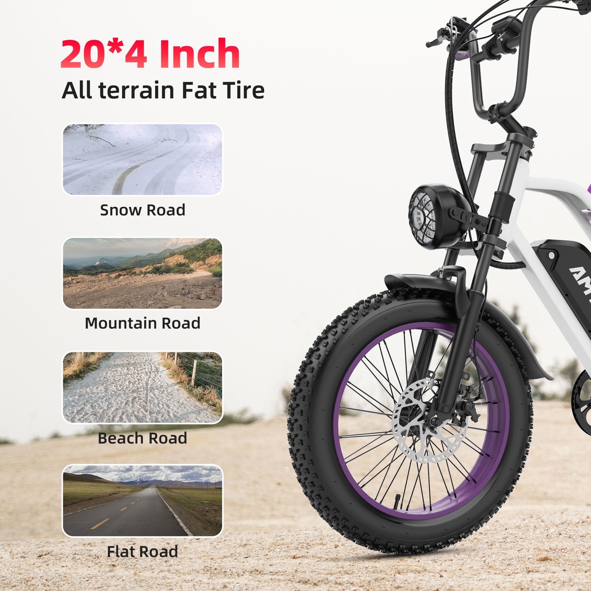 G60 Peak 1500W Electric Bike, 20" Fat Tire E-Mountain Bikes, 48V 20Ah 32MPH Ebike for Adults Full Suspension UL2849 - Image 5